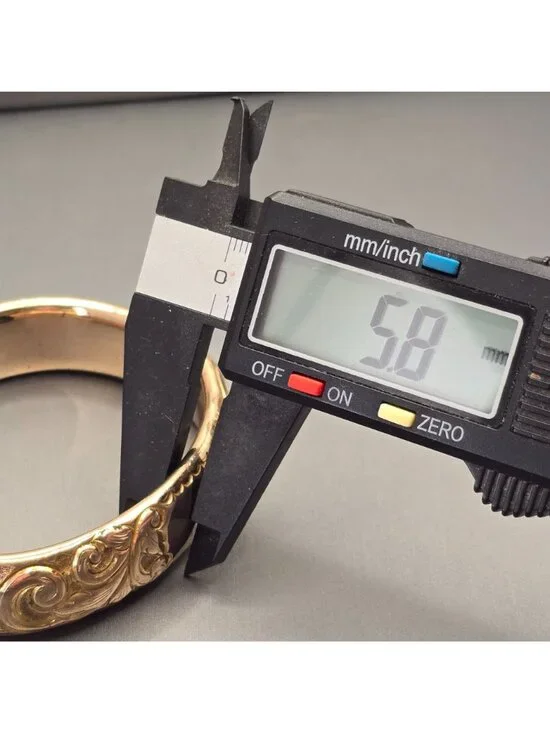 Victorian Gold Filled Scrolled Hinged Bangle Bracelet 7" Heavyweight Signed 37g - Picture 15 of 16